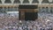 A fast forwarded of Muslim pilgrims perform circumambulation of the black stone or Kaaba in Mecca, Saudi Arabia.