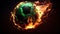 Fast Glowing Soccer Ball Burning on Fire in Green Flames Over an Isolated Dark Background AI Generative