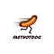 Fast Hotdog, running hotdog mascot logo