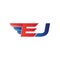 Fast initial letter EJ logo vector wing