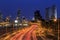 Fast lane of Tel-Aviv with cars light