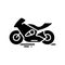 Fast motobike black icon, concept illustration, vector flat symbol, glyph sign.