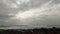 Fast movement view of winter beach with cloudy sky and bad weather