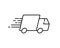 Fast moving shipping delivery truck line flat vector icon for apps and websites express delivery, quick move, line symbol on white