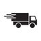 Fast moving shipping delivery truck. Vector icon for transportation apps and websites