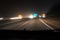 Fast night driving on highway