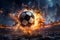 Fast-paced Futuristic soccer fire ball. Generate Ai