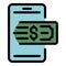 Fast phone payment icon color outline vector
