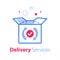 Fast processing store order, parcel shipment, distribution services, delivery warranty