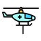 Fast rescue helicopter icon color outline vector