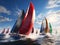 Fast sail boats in the sea regatta