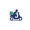 Fast Scooter Courier Delivery Order Service Food Package Box Logo