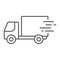 Fast shipping delivery thin line icon, logistic and delivery, truck sign vector graphics, a linear icon on a white