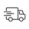 Fast shipping delivery truck line icon vector illustration. Logistic cargo distribution automobile
