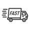 Fast shipping line icon, delivery truck