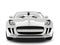 Fast sports super car - pearl white color - front view closeup shot