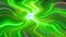 Fast-spreading curved green bright lines of light on a green background, abstract
