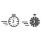 Fast stopwatch line and glyph icon, time and speed, timer sign, vector graphics, a linear pattern on a white background.