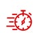 Fast stopwatch line icon. Fast time sign. Speed clock symbol urgency, deadline, time management, competition â€“ vector