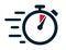 Fast stopwatch line icon, time management concept, urgent work. Fast delivery shipping service sign with timer. Speed clock symbol