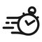 Fast time or Fast stopwatch line icon. Speedometer or speed outline vector illustration