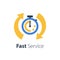 Fast time, stop watch speed, quick delivery, express and urgent services