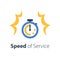 Fast time, stop watch speed, quick delivery, express and urgent services