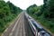 Fast train travelling on the tracks, passenger train