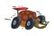 Fast Turtle on Wheels, Funny Animal Cartoon Character with Turbo Speed Booster and Fire Vector Illustration on White