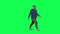 Fast walking and talking to friend by fat man on green screen