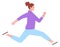 Fast woman running. Hurrying person. Rushing character