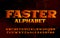 Faster alphabet font. High speed effect letters and numbers. Abstract background.