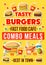 Fastfood burgers restaurant vector menu