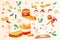 Fastfood cartoon cooking concept, vector illustration. Man woman people character with large frie junk food design