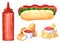 Fastfood clipart set, hot dog, nachos, nuggets and ketchup