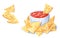 Fastfood clipart set, nachos and ketchup sause, hand drawn watercolor