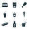 Fastfood icons set. Hot Dog icon, Coffee icon, Ketchup icon and more. Premium quality symbol collection. Fastfood icon
