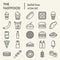 Fastfood line icon set, snack symbols collection, vector sketches, logo illustrations, eat signs linear pictograms