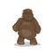Fat bigfoot in cartoon style. Brown yeti. Isolated image of fantasy forest monster