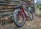 Fat bike and rustic mountain cabin