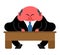 Fat boss and table. Thick Director. Office leader Vector illustration