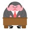 Fat boss and table. Thick Director. Office leader Vector illustration