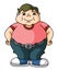 Fat Boy Wearing Pink T-shirt Color Illustration Design
