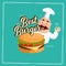 Fat Cartoon Chef best burger sticker logo Flat Vector Illustration Design