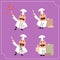 Fat Cartoon Chef vivid poses Flat Vector Illustration Design