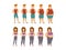 Fat cartoon people different stages vector illustration