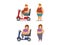 Fat cartoon people different stages vector illustration