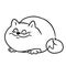 Fat contented cat lies smile illustration cartoon contour