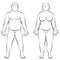 Fat Couple Overweight Man Woman Body Frontal View Illustration