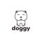Fat cute doggy sitting logo design vector graphic symbol icon sign illustration creative idea